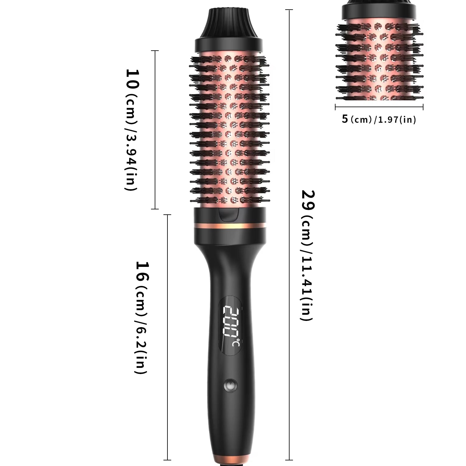 Curling Iron Thermal Brush 3 in 1 Set Heated round Curling Brush Hair Style Ceramic Double PTC Heater Fast Heating Brush